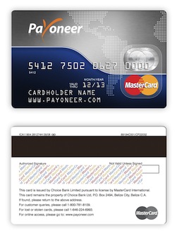 Payoneer Card Sample